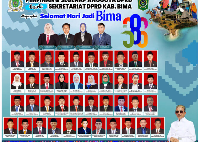 Pimpinan dan Segenap Anggota DPRD Kab Bima Mengucapkan Selamat Hari Jadi Bima ke 386
